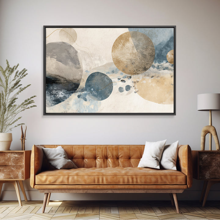 Large Modern Organic Shapes Framed Canvas Print, Above Sofa Art, Set of 3 Wall Art, Living Room Decor, Abstract Art, Statement, ASA-3x2-78