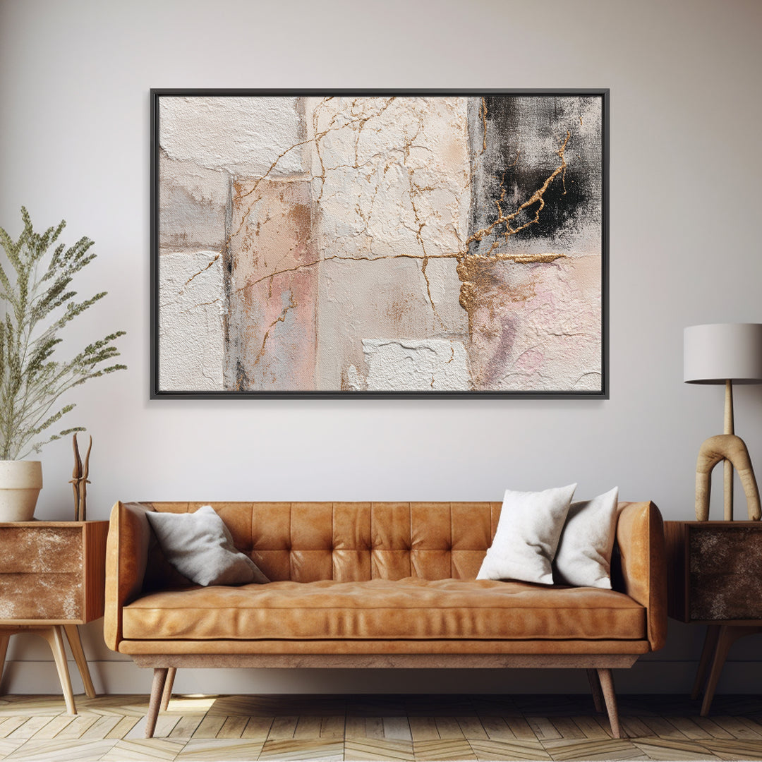 Textured Plaster Abstract Framed Canvas Print, Above Sofa Art, Above Bed Decor, Living Room Decor, Fine Art, Statement, ASA-3x2-87