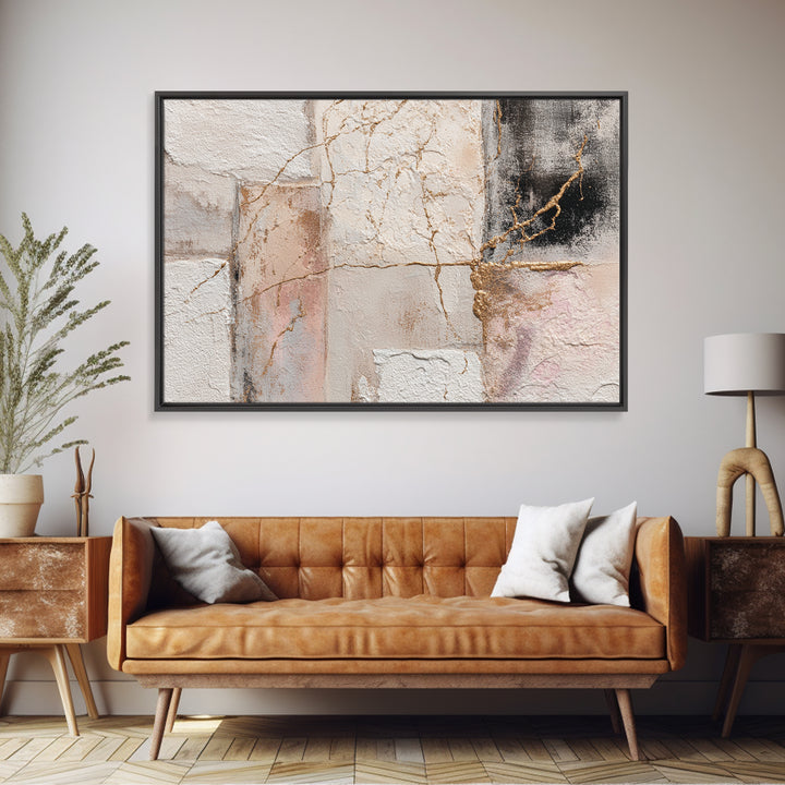 Textured Plaster Abstract Framed Canvas Print, Above Sofa Art, Above Bed Decor, Living Room Decor, Fine Art, Statement, ASA-3x2-87