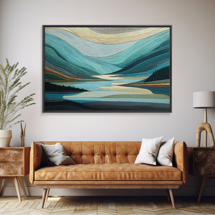 Abstract River Bends Framed Canvas Print, Above Sofa Art, Gallery Decor, Living Room Decor, Abstract Art, Statement, ASA-3x2-99