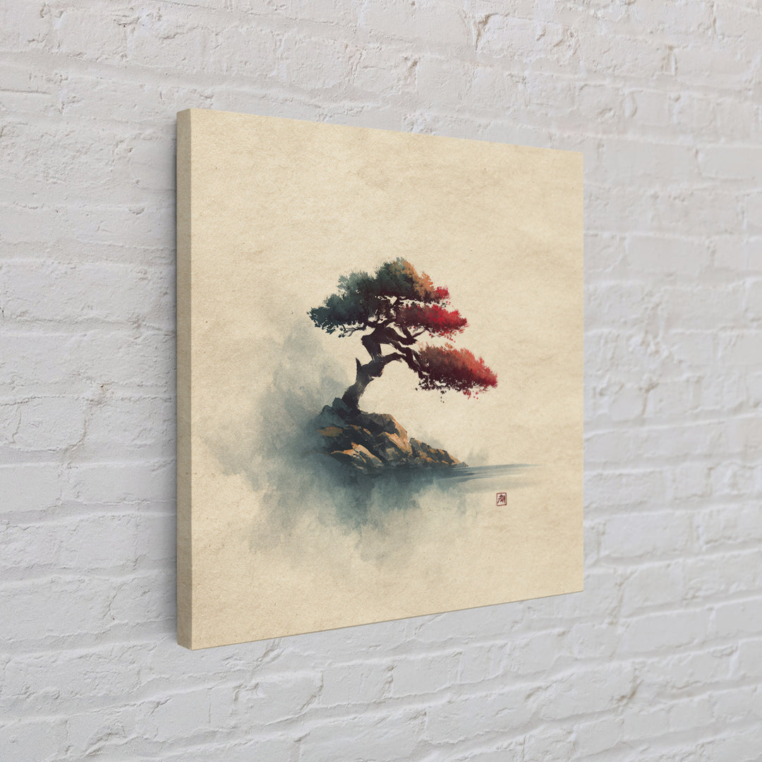 Bonsai Tree Study Framed Canvas Print, Asian Inspired Art, Zen Wall Art, Living Room Decor, Watercolor Art, Harmony, Art Print, ASI-1x1-34