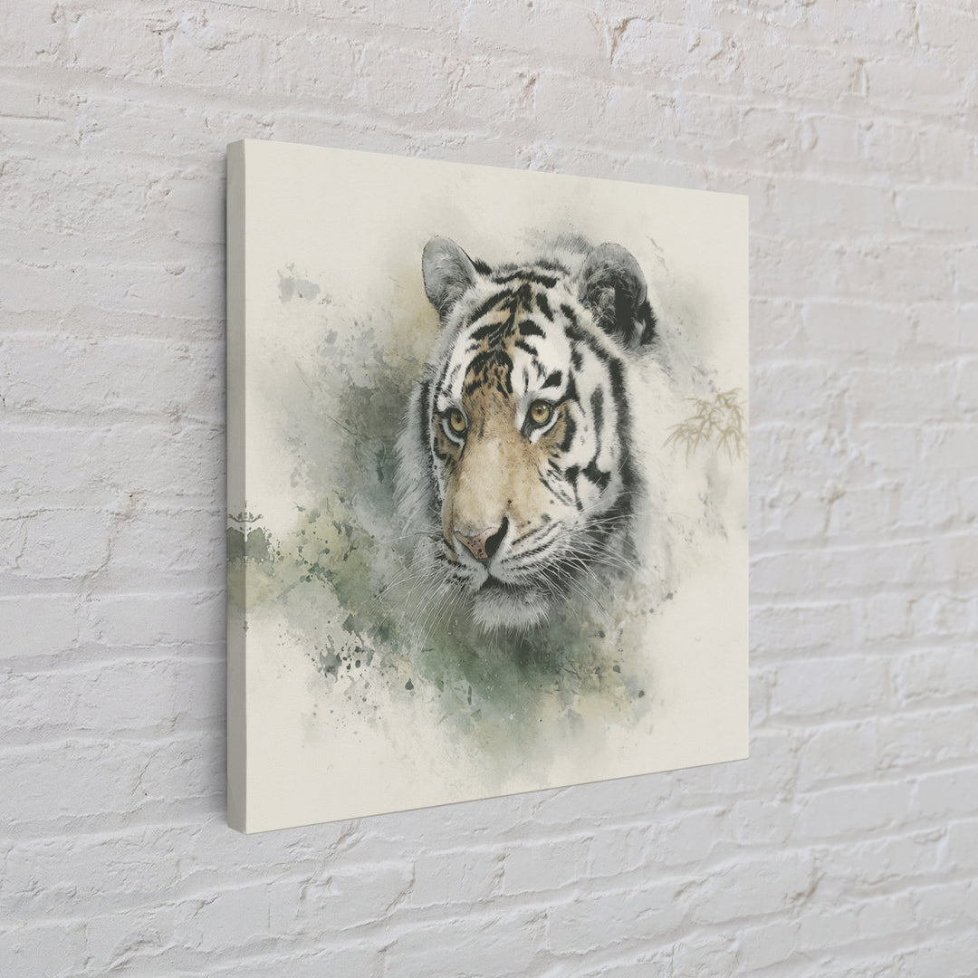 Tiger Portrait with Expressive Brush Ink Energy Canvas Print, Asian Inspired Art, Art Print, Living Room Decor, Harmony, ASI-1x1-40