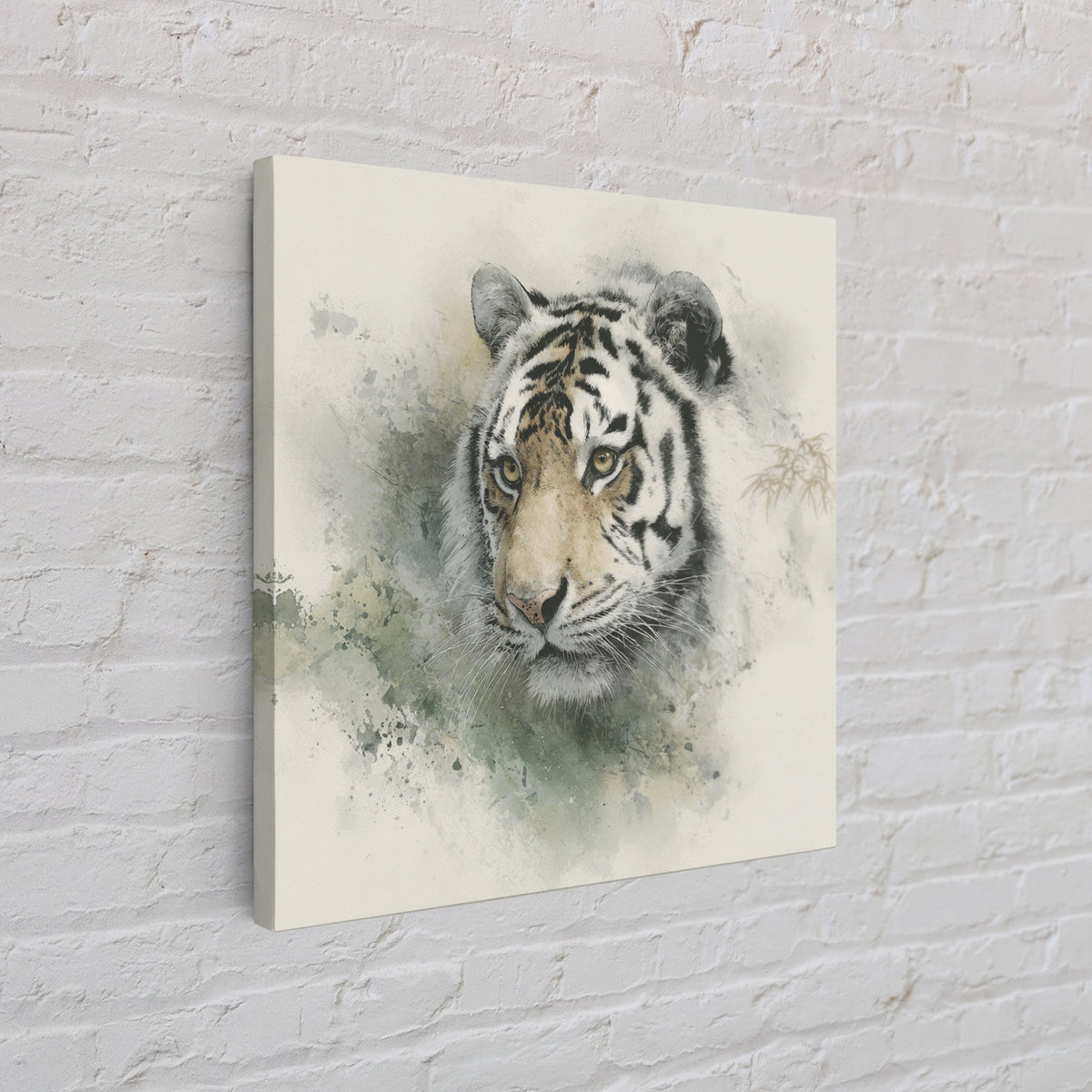 Tiger Portrait with Expressive Brush Ink Energy Canvas Print, Asian Inspired Art, Art Print, Living Room Decor, Harmony, ASI-1x1-40
