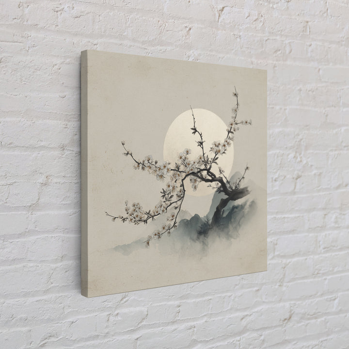 Plum Blossom Branch Painted Canvas Print, Asian Inspired Art, Neutral Wall Art, Living Room Decor, Fine Art, Harmony, ASI-1x1-60