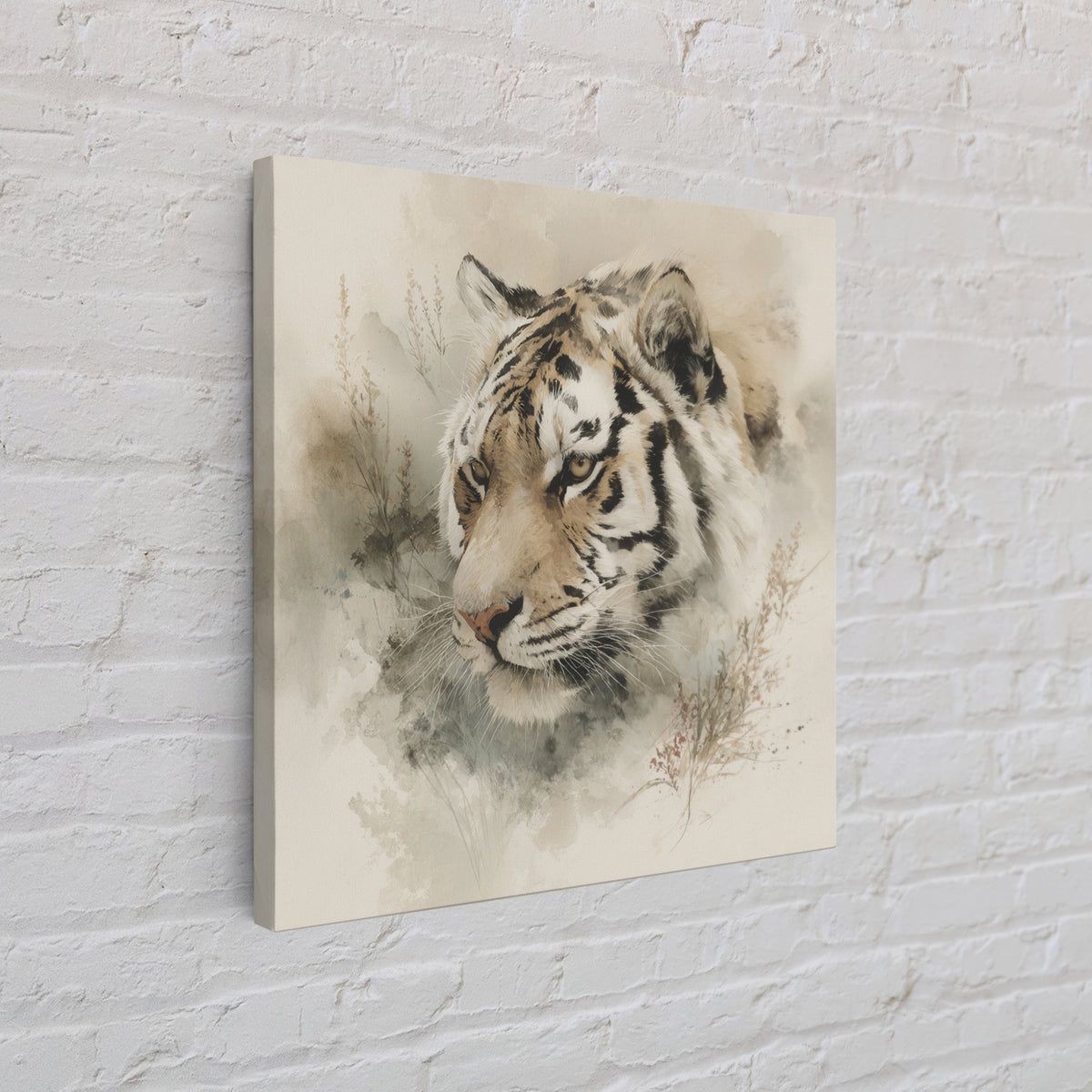 Tiger Portrait with Expressive Brush Ink Energy Framed Canvas Print, Asian Inspired Art, Asian, Living Room Decor, Harmony, ASI-1x1-64