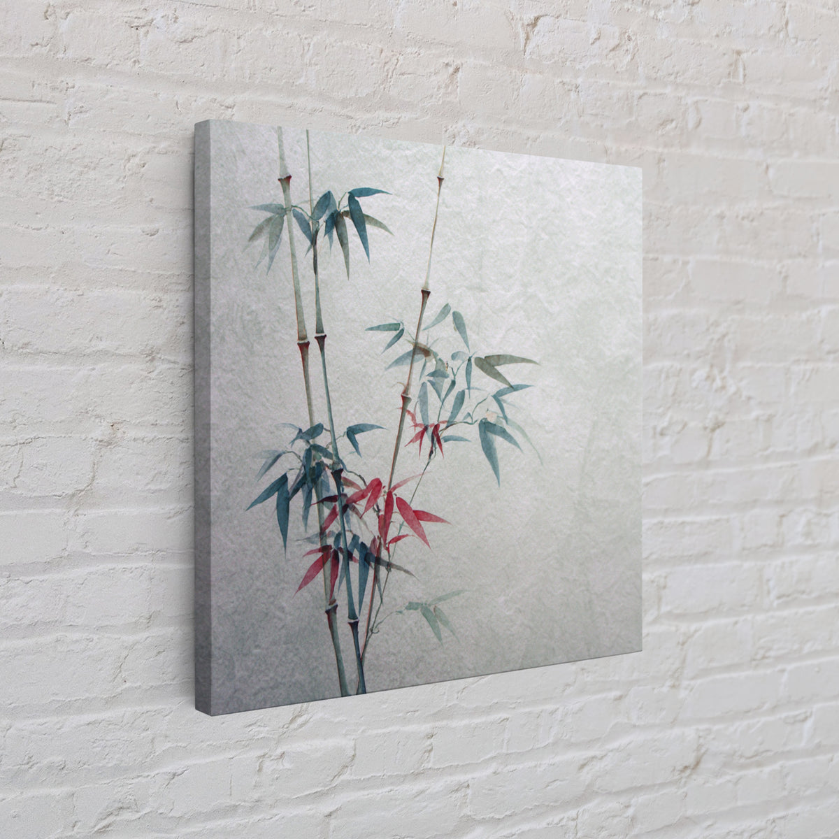 Minimal Bamboo Stalks Framed Canvas Print, Asian Inspired Art, Botanical Print, Living Room Decor, Fine Art, Harmony, ASI-1x1-68