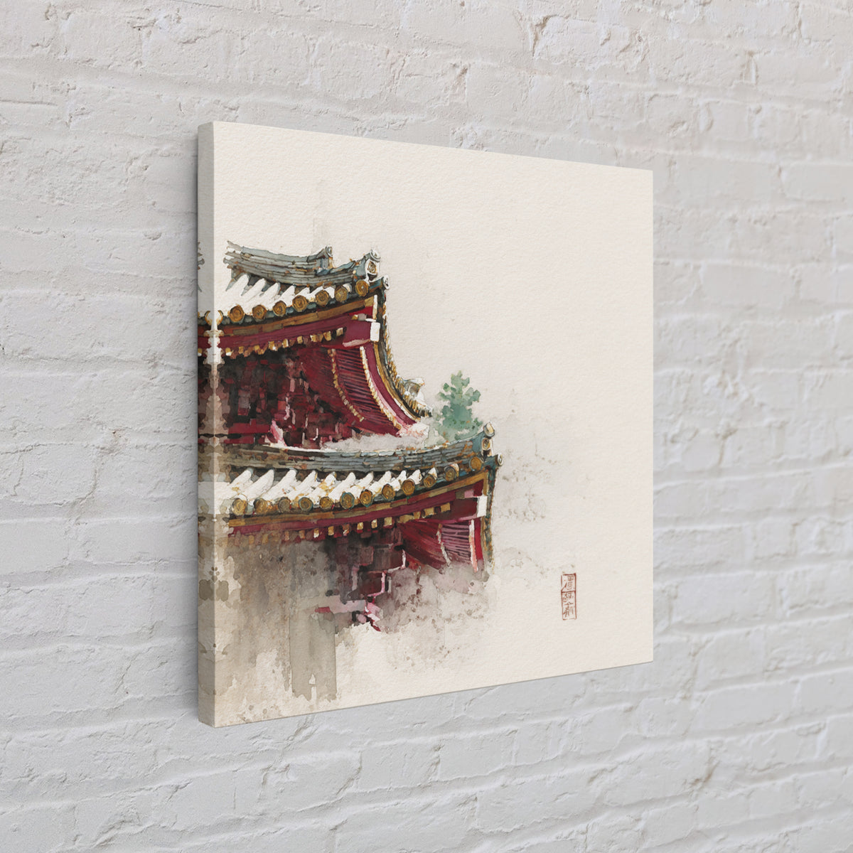 Temple Roof Detail Framed Canvas Print, Asian Inspired Art, Zen Wall Art, Living Room Decor, Fine Art, Harmony, Art Print, ASI-1x1-71