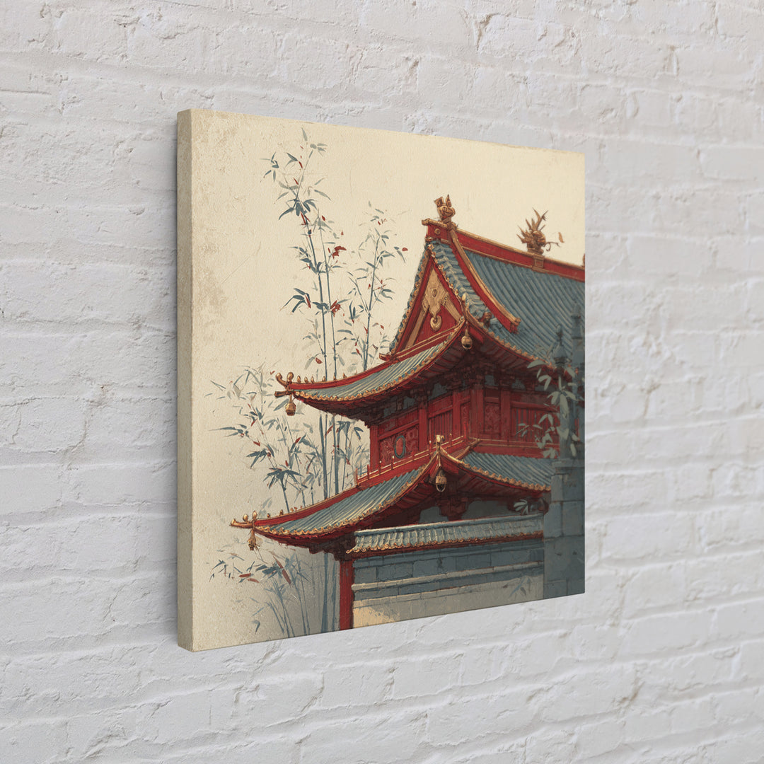 Temple Roof Detail Canvas Print, Asian Inspired Art, Neutral Decor, Living Room Decor, Fine Art, Harmony, Wall Art, Home Decor, ASI-1x1-95