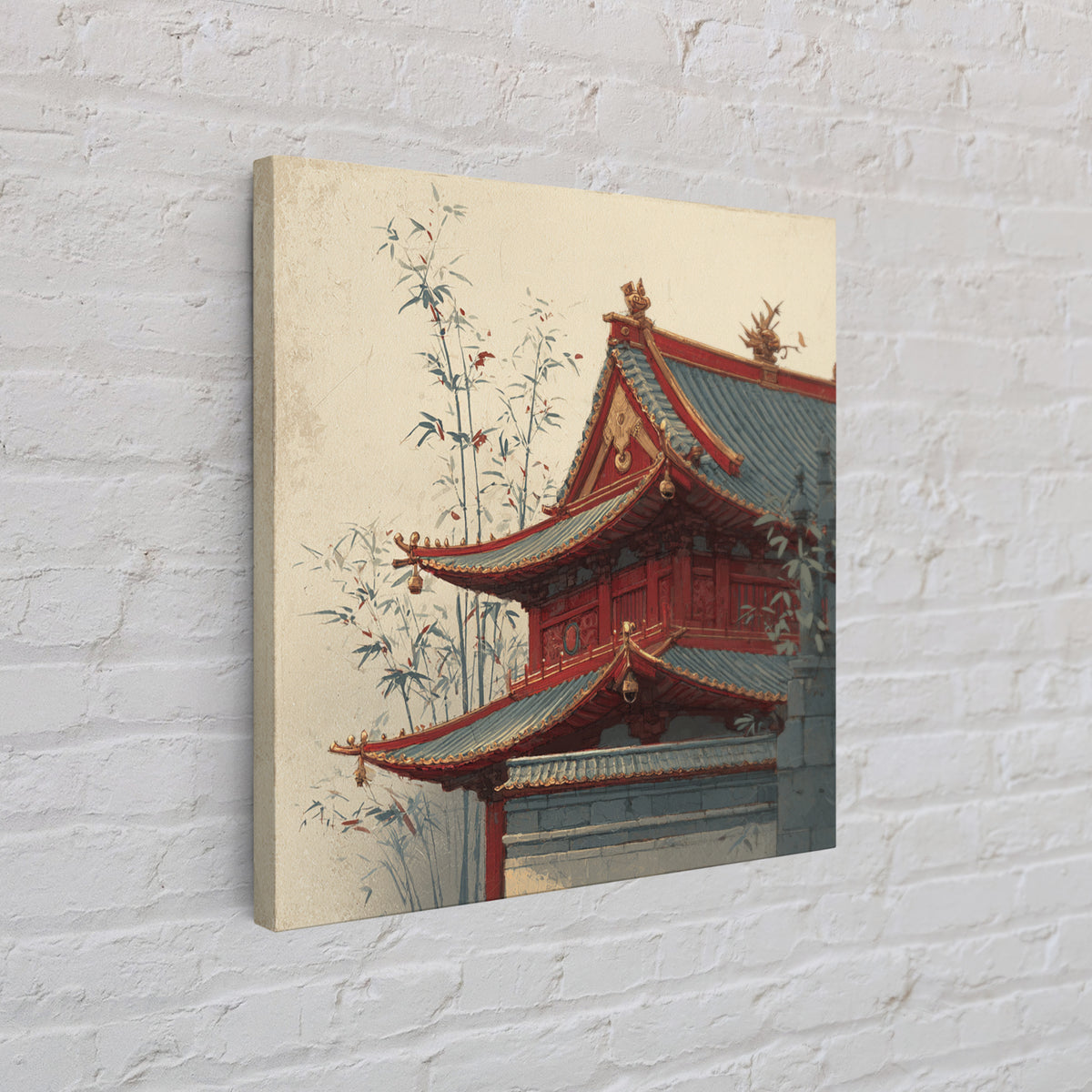Temple Roof Detail Canvas Print, Asian Inspired Art, Neutral Decor, Living Room Decor, Fine Art, Harmony, Wall Art, Home Decor, ASI-1x1-95