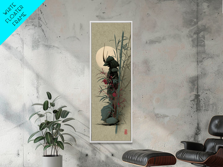 Samurai Helmet Still Life Framed Canvas Print, Asian Inspired Art, Poster, Living Room Decor, Harmony, Japandi Wall Art, ASI-1x3-19