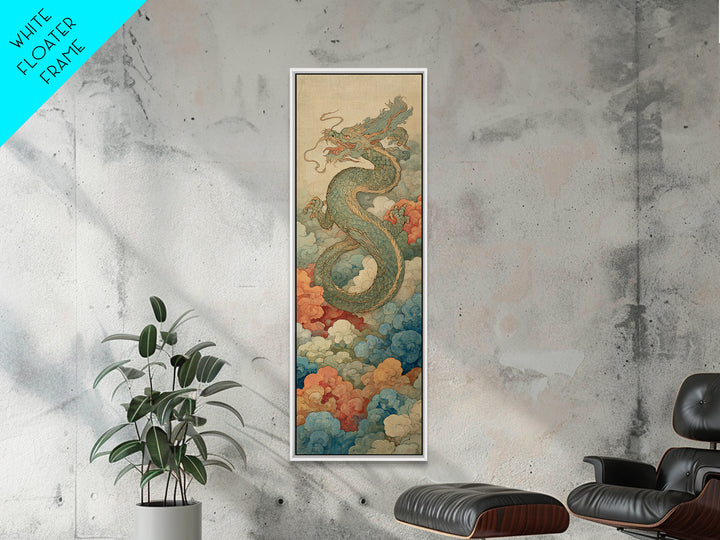 Dragon Curling Through Clouds Canvas Print, Asian Inspired Art, Wall Decor, Living Room Decor, Harmony, Farmhouse Wall Art, ASI-1x3-25