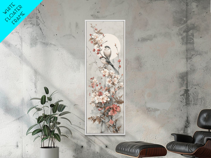 Fan Shaped Composition of Blossoms and Birds Canvas Print, Asian Inspired Art, Modern Wall Decor, Living Room Decor, Harmony, ASI-1x3-5