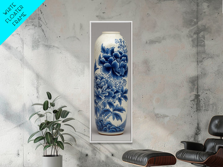 Blue and White Porcelain Vase Canvas Print, Asian Inspired Art, Fine Art Print, Living Room Decor, Abstract Art, Harmony, ASI-1x3-57