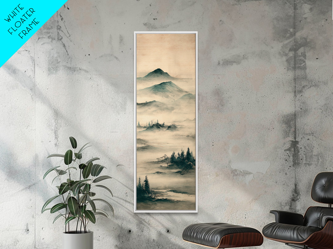 Japanese Ink Landscape Canvas Print, Asian Inspired Art, Farmhouse Wall Art, Living Room Decor, Harmony, Spiritual Wall Art, ASI-1x3-88