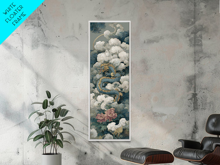 Dragon Curling Through Clouds Canvas Print, Asian Inspired Art, Spiritual Wall Art, Living Room Decor, Oil Painting, Harmony, ASI-1x3-97