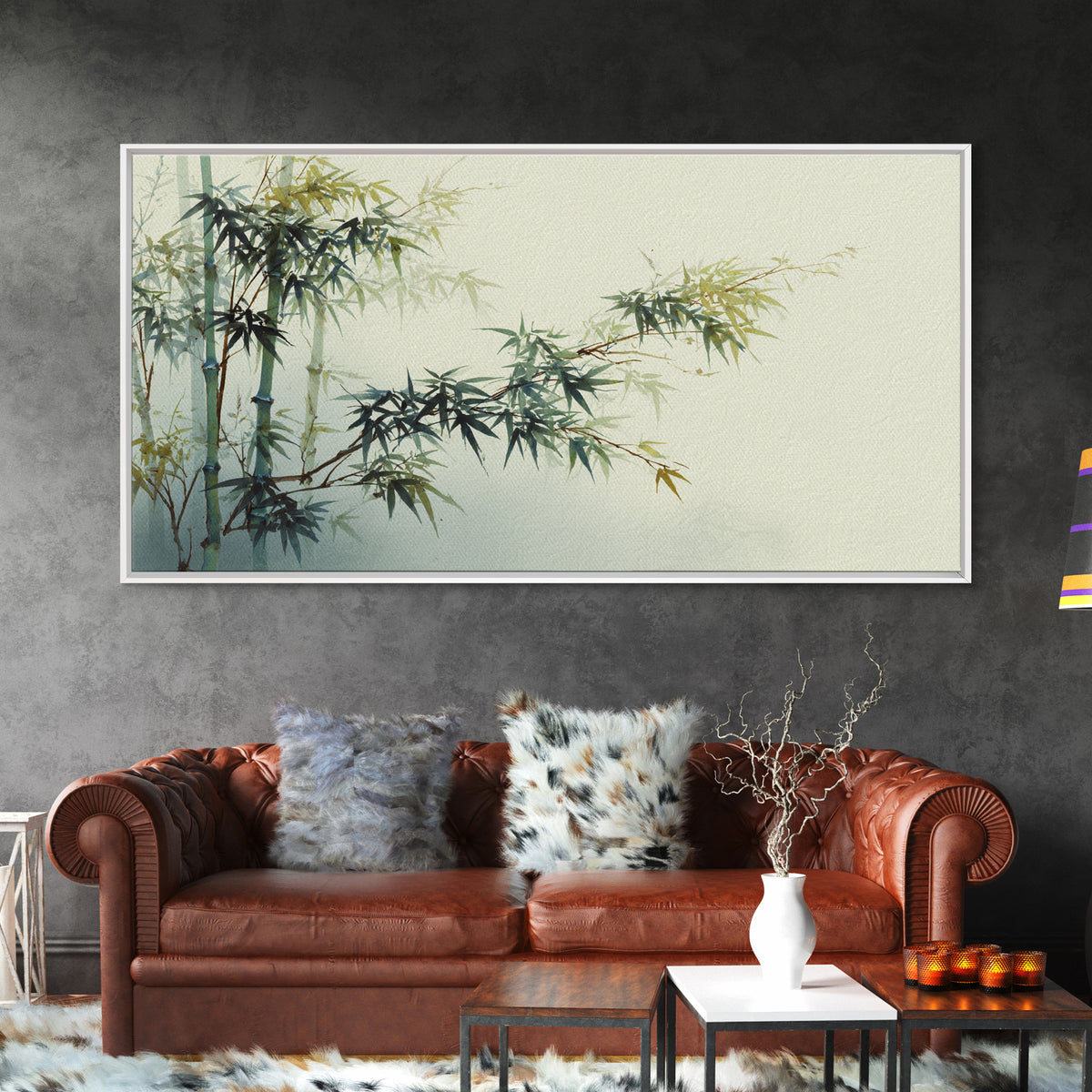 Minimal Bamboo Stalks Framed Canvas Print, Asian Inspired Art, Fine Art Print, Living Room Decor, Fine Art, Harmony, Poster, ASI-2x1-16