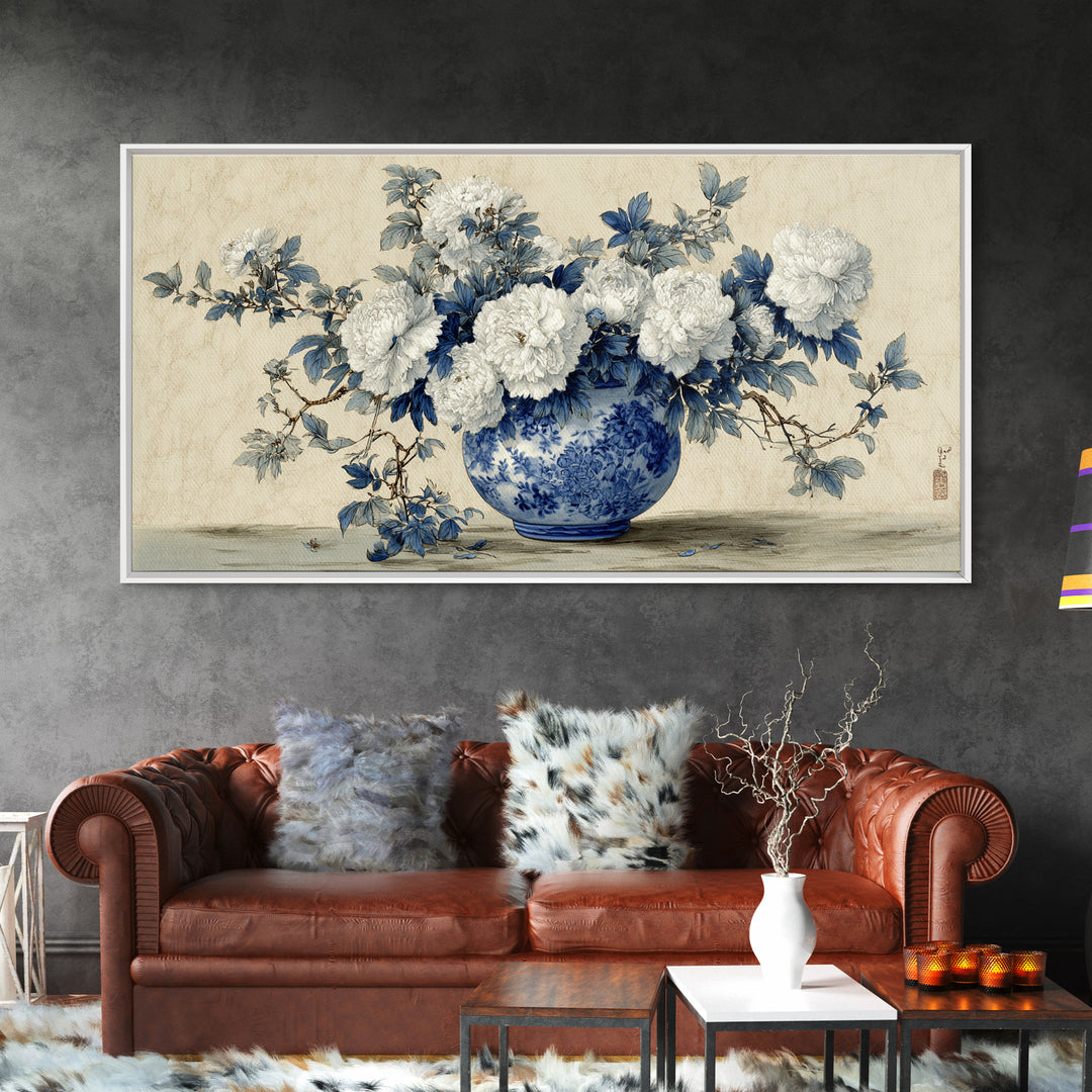 Blue and White Porcelain Vase Canvas Print, Asian Inspired Art, Contemporary Art, Living Room Decor, Fine Art, Harmony, ASI-2x1-41