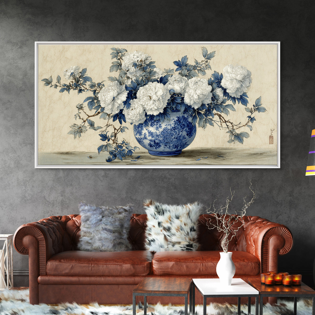 Blue and White Porcelain Vase Canvas Print, Asian Inspired Art, Contemporary Art, Living Room Decor, Fine Art, Harmony, ASI-2x1-41