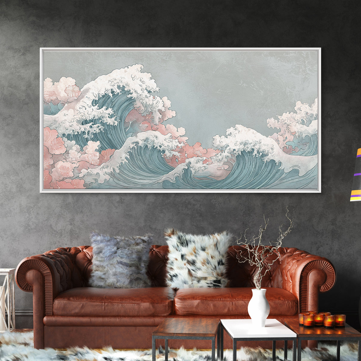 Hokusai Ocean Wave Without Copying the Original Canvas Print, Asian Inspired Art, Statement Artwork, Living Room Decor, Harmony, ASI-2x1-42