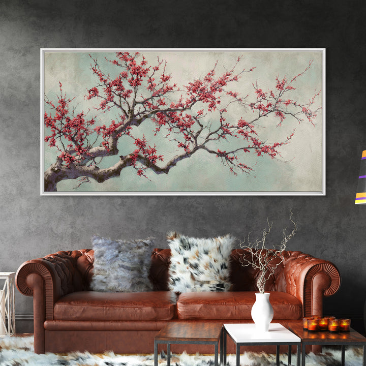 Cherry Blossom Branch Canvas Print, Asian Inspired Art, Japanese Art, Living Room Decor, Watercolor Art, Harmony, ASI-2x1-47
