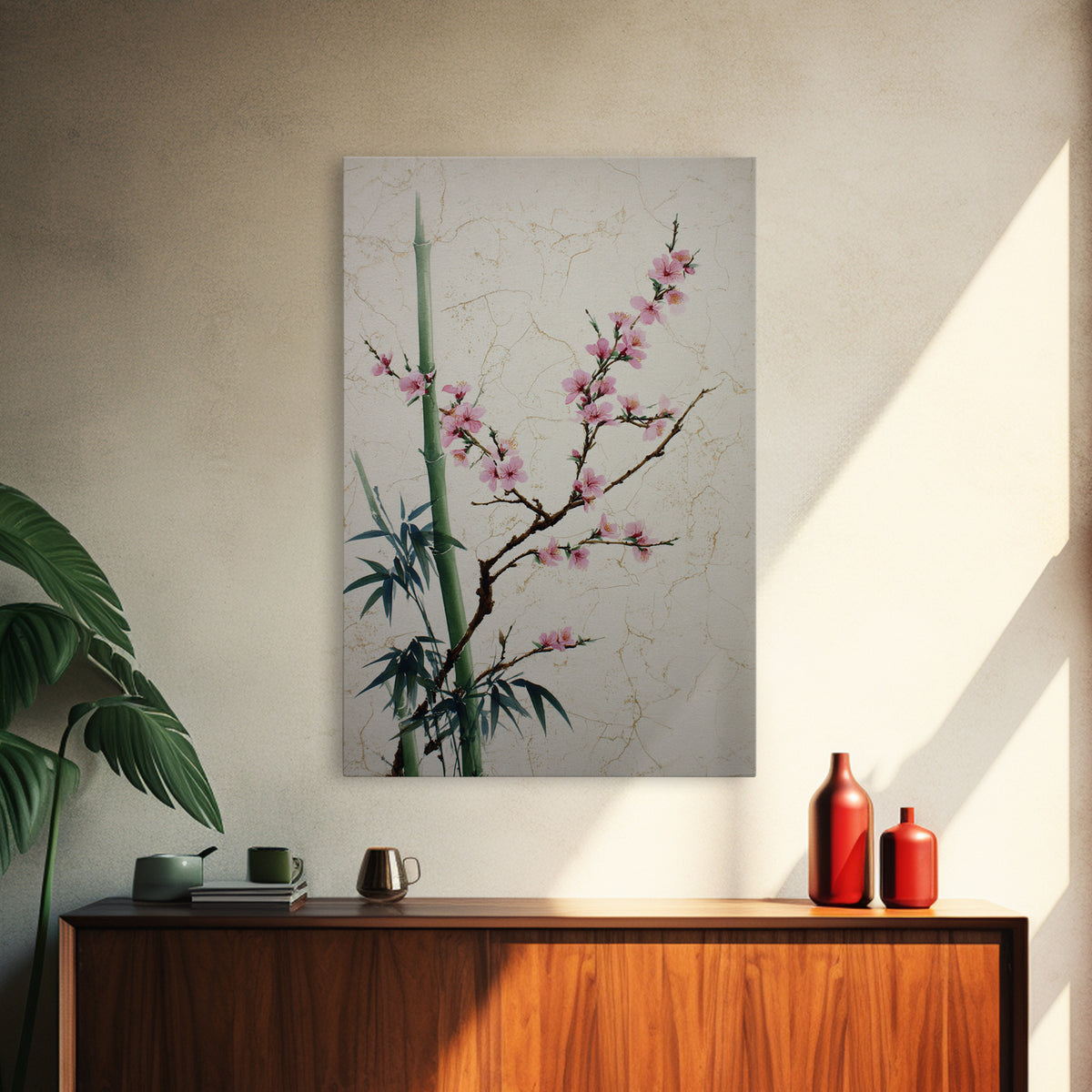 Cherry Blossom Branch Canvas Print, Asian Inspired Art, Asian Wall Art, Living Room Decor, Fine Art, Harmony, Minimalist Decor, ASI-2x3-11