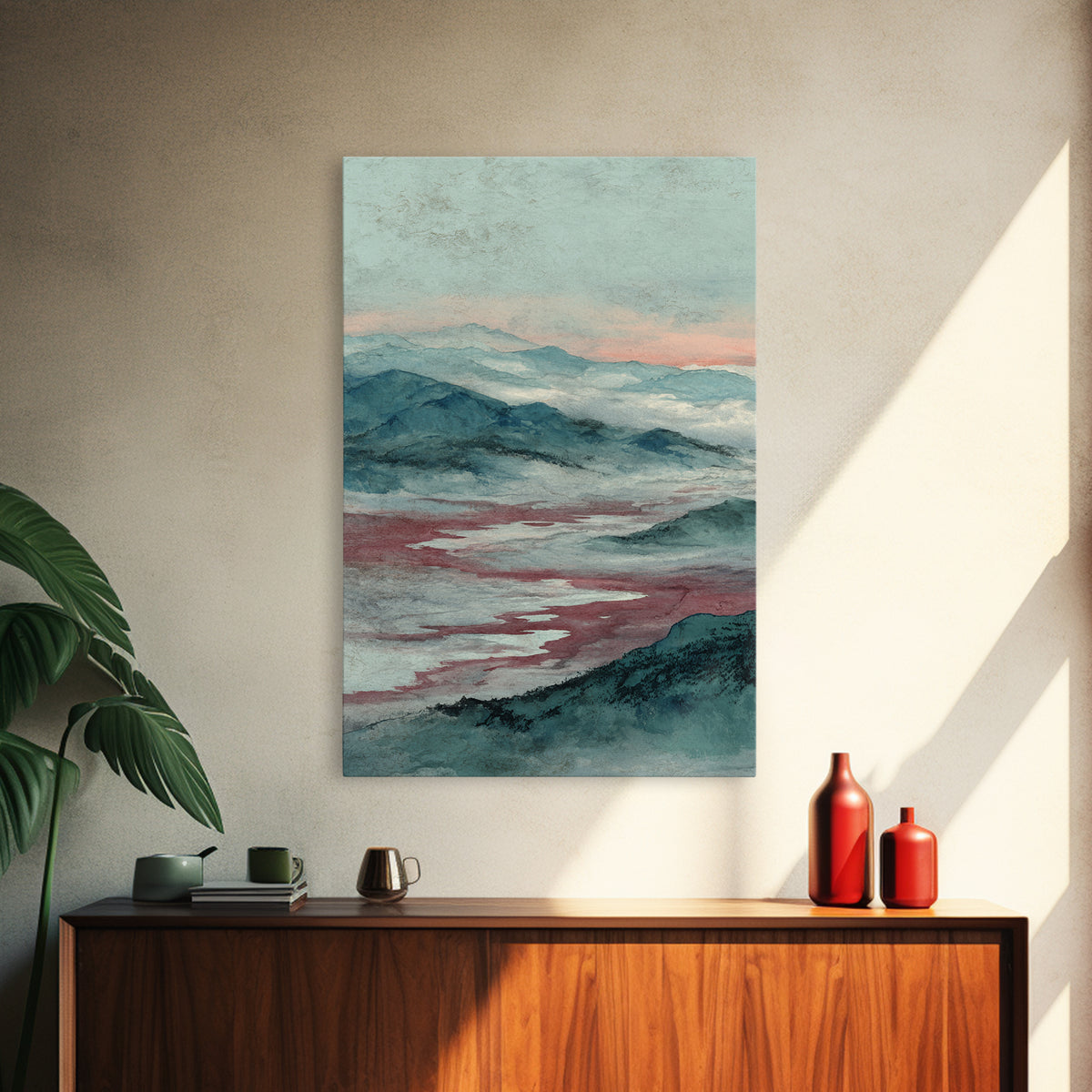 Japanese Ink Landscape Framed Canvas Print, Asian Inspired Art, Wall Art, Living Room Decor, Fine Art, Harmony, Bird Art, ASI-2x3-60