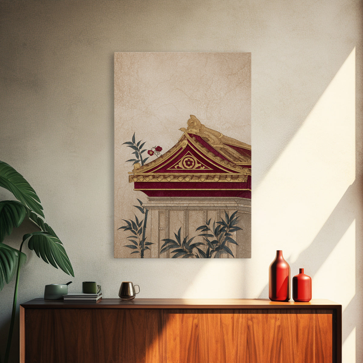 Temple Roof Detail Canvas Print, Asian Inspired Art, Poster, Living Room Decor, Harmony, Japandi Wall Art, Farmhouse Wall Art, ASI-2x3-79