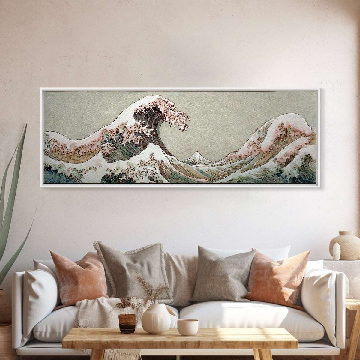 Hokusai Ocean Wave Without Copying the Original Canvas Print, Asian Inspired Art, Asian Art, Living Room Decor, Harmony, ASI-3x1-14
