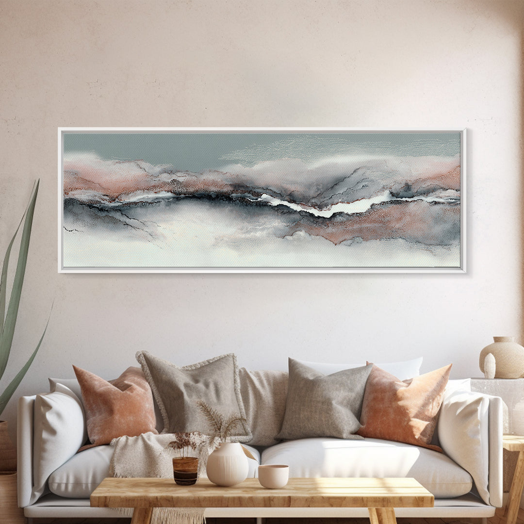 Zen Rock Garden Abstraction Canvas Print, Asian Inspired Art, Wall Art, Living Room Decor, Watercolor Art, Harmony, Bird Art, ASI-3x1-30