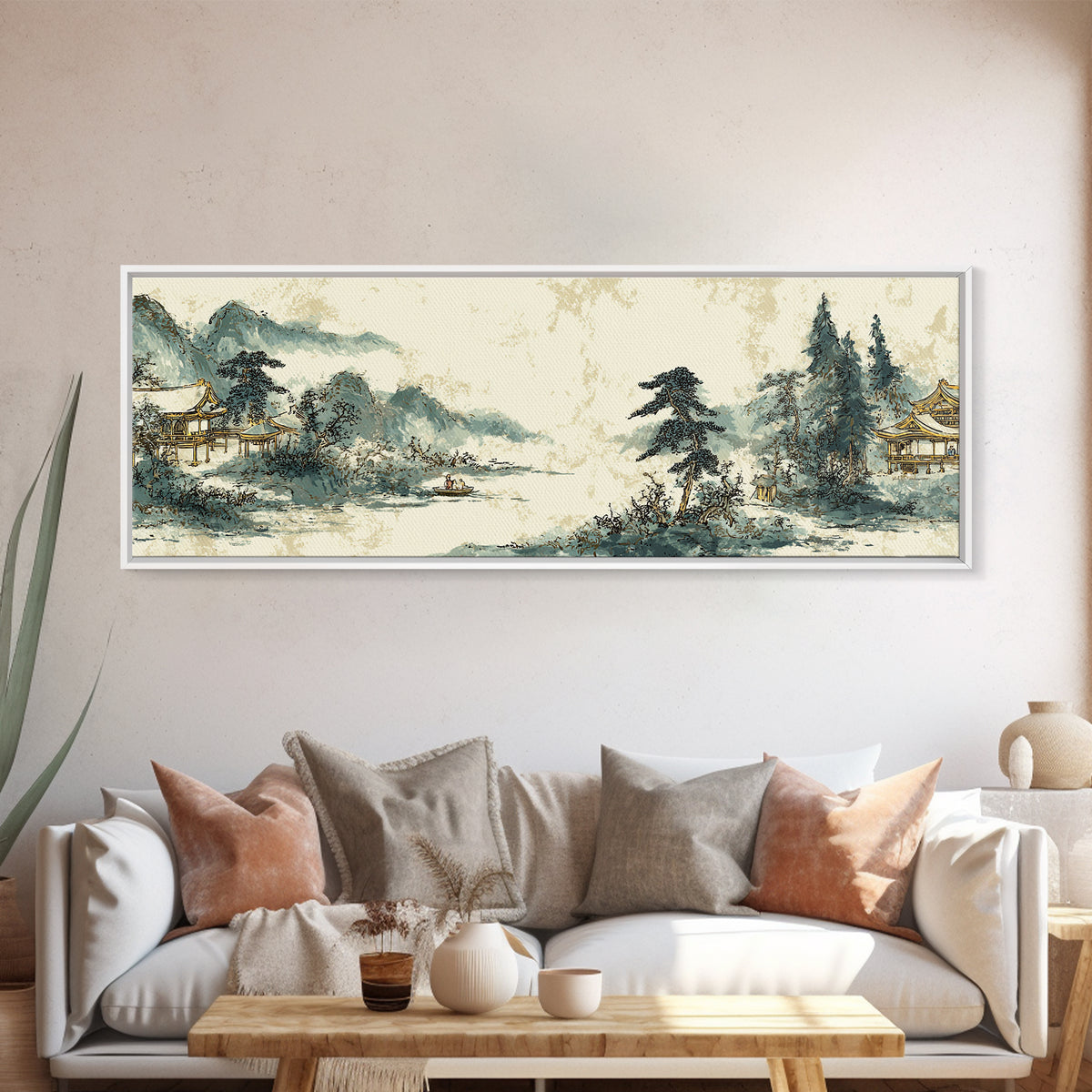 Temple Roof Detail Framed Canvas Print, Asian Inspired Art, Room Decor, Living Room Decor, Fine Art, Harmony, Printable Art, ASI-3x1-63