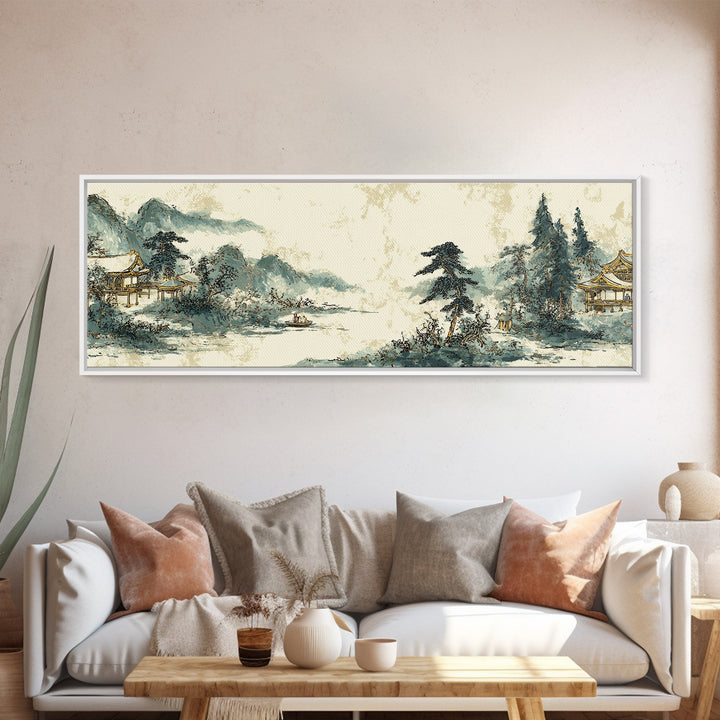 Temple Roof Detail Framed Canvas Print, Asian Inspired Art, Room Decor, Living Room Decor, Fine Art, Harmony, Printable Art, ASI-3x1-63