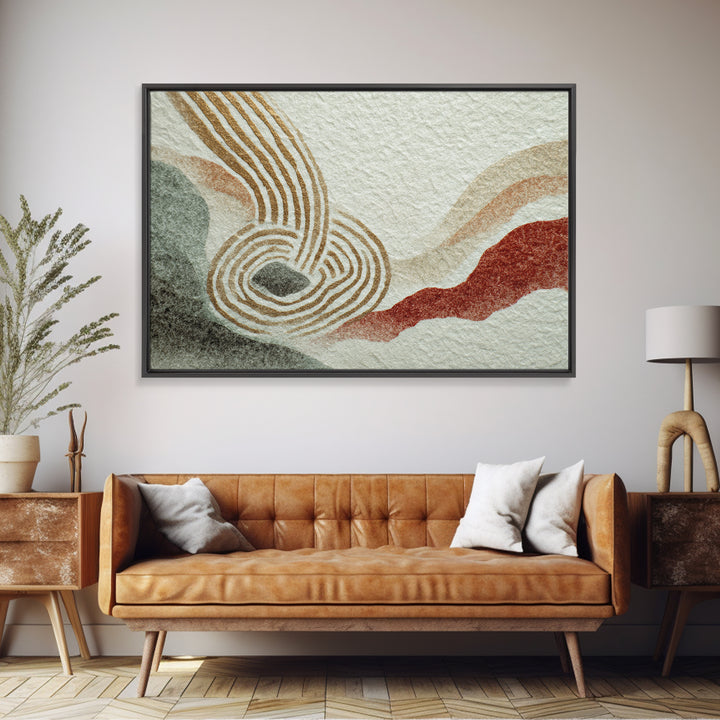 Zen Rock Garden Abstraction Framed Canvas Print, Asian Inspired Art, Printable Art, Living Room Decor, Watercolor Art, Harmony, ASI-3x2-18