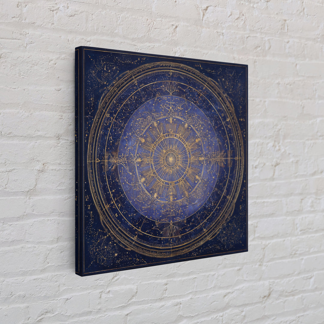 Retro Horoscope Chart Framed Canvas Print, Astrology Art, Wall Decor, Living Room Decor, Fine Art, Zodiac, Home Decor, AST-1x1-21
