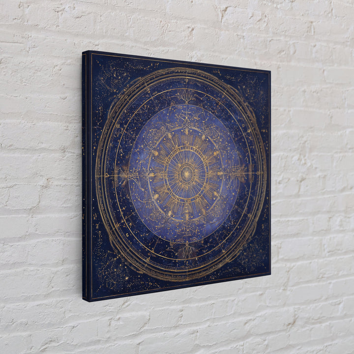 Retro Horoscope Chart Framed Canvas Print, Astrology Art, Wall Decor, Living Room Decor, Fine Art, Zodiac, Home Decor, AST-1x1-21