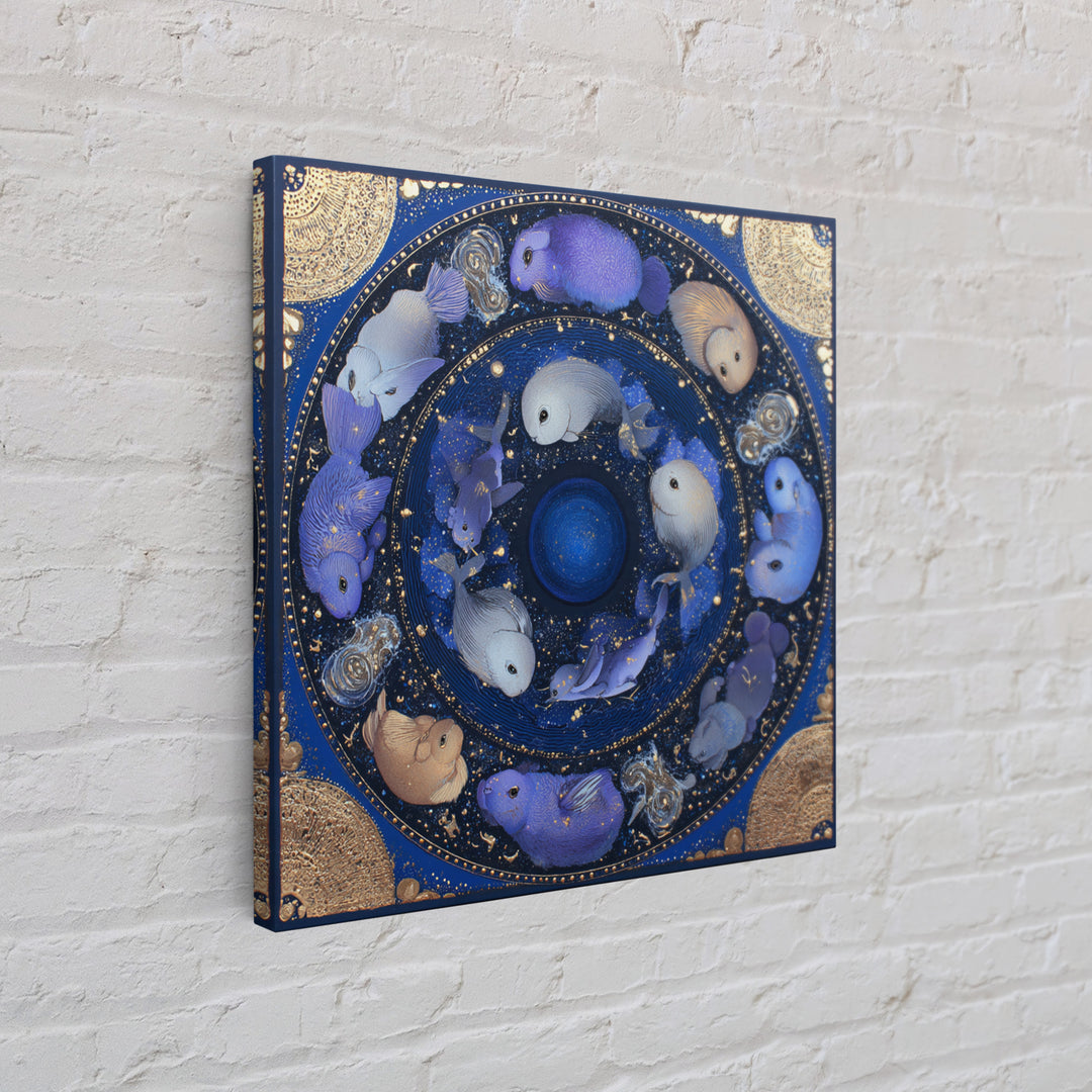 Twelve Zodiac Animals Arranged Framed Canvas Print, Astrology Art, Digital Wall Art, Living Room Decor, Oil Painting, Zodiac, AST-1x1-28
