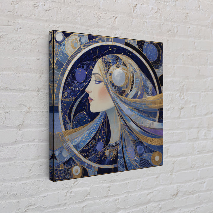 Moon Goddess with Flowing Hair and Constellations Canvas Print, Astrology Art, Boho Decor, Living Room Decor, Fine Art, Zodiac, AST-1x1-3