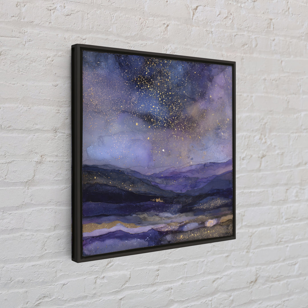 Ram Constellation Above Desert Cliffs at Night Framed Canvas Print, Astrology Art, Gallery Decor, Living Room Decor, Zodiac, AST-1x1-32