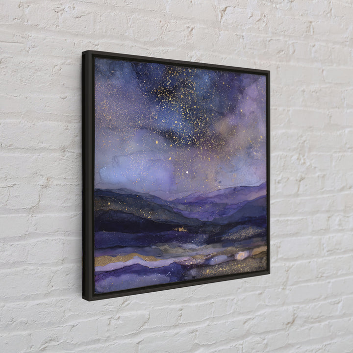 Ram Constellation Above Desert Cliffs at Night Framed Canvas Print, Astrology Art, Gallery Decor, Living Room Decor, Zodiac, AST-1x1-32