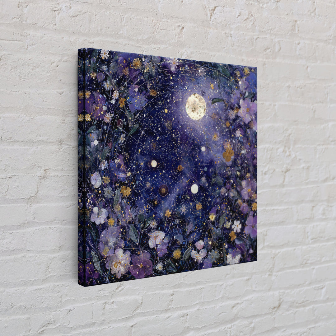 Dreamlike Night Garden Framed Canvas Print, Astrology Art, Astronomy Print, Living Room Decor, Oil Painting, Zodiac, AST-1x1-46