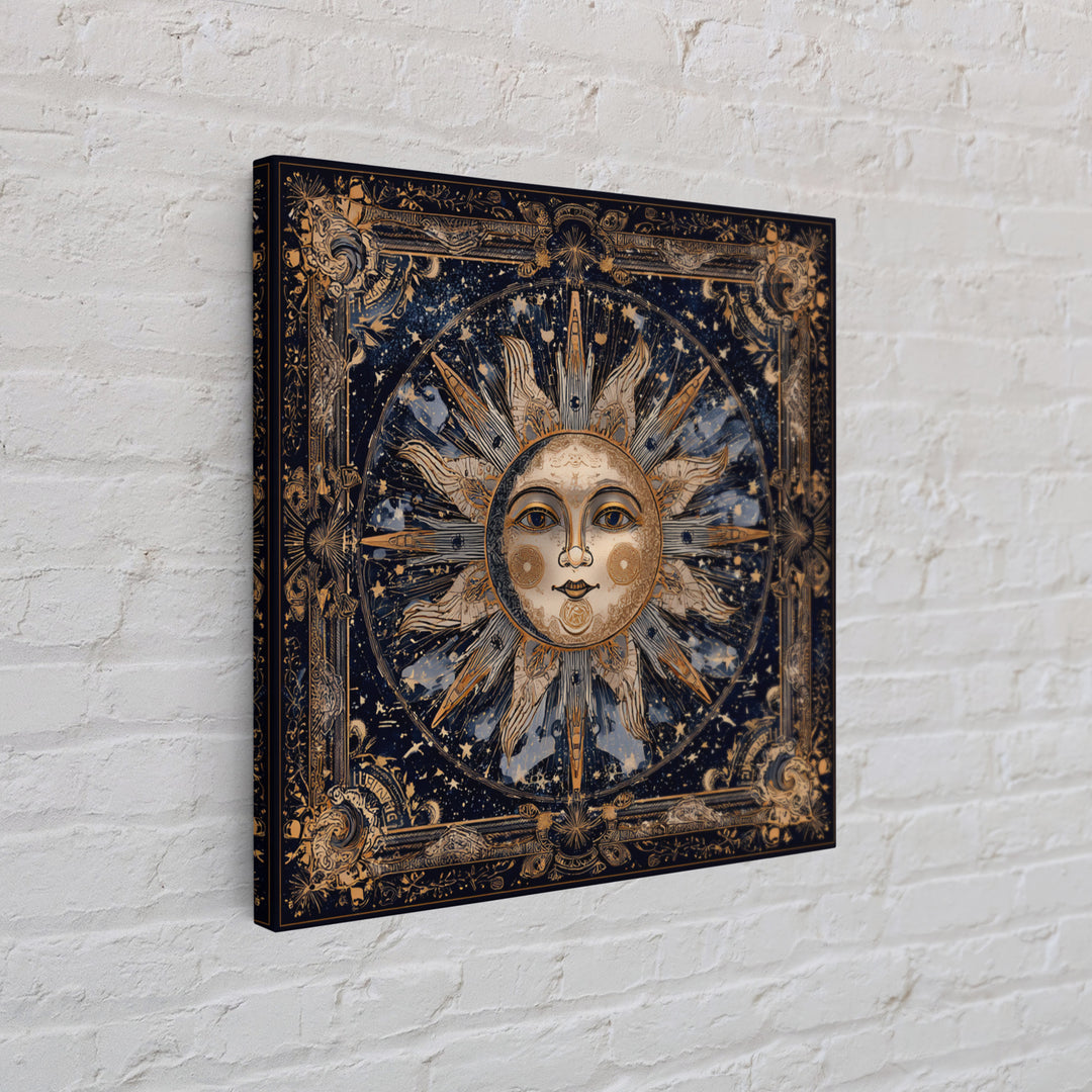 Sun and Moon Faces Canvas Print, Astrology Art, Modern Decor, Living Room Decor, Oil Painting, Zodiac, Art Print, Digital Art, AST-1x1-5