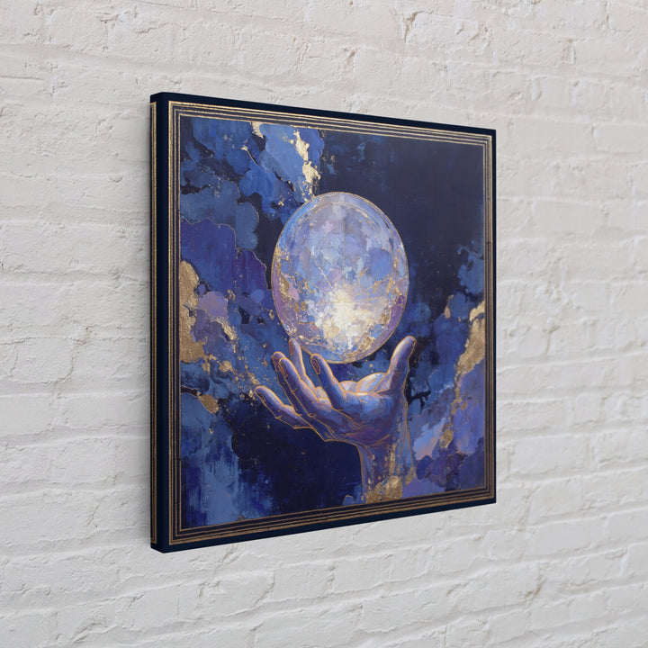 Tarot Cosmic Hand Holding a Glowing Star Framed Canvas Print, Astrology Art, Leo Astrology, Living Room Decor, Watercolor Art, AST-1x1-6