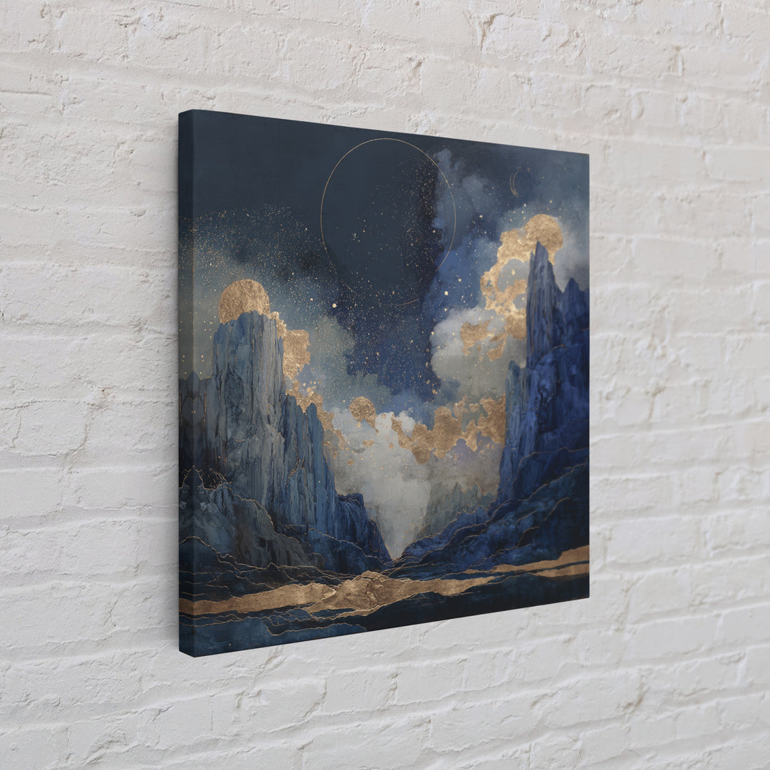 Ram Constellation Above Desert Cliffs at Night Framed Canvas Print, Astrology Art, Modern Decor, Living Room Decor, Zodiac, AST-1x1-80