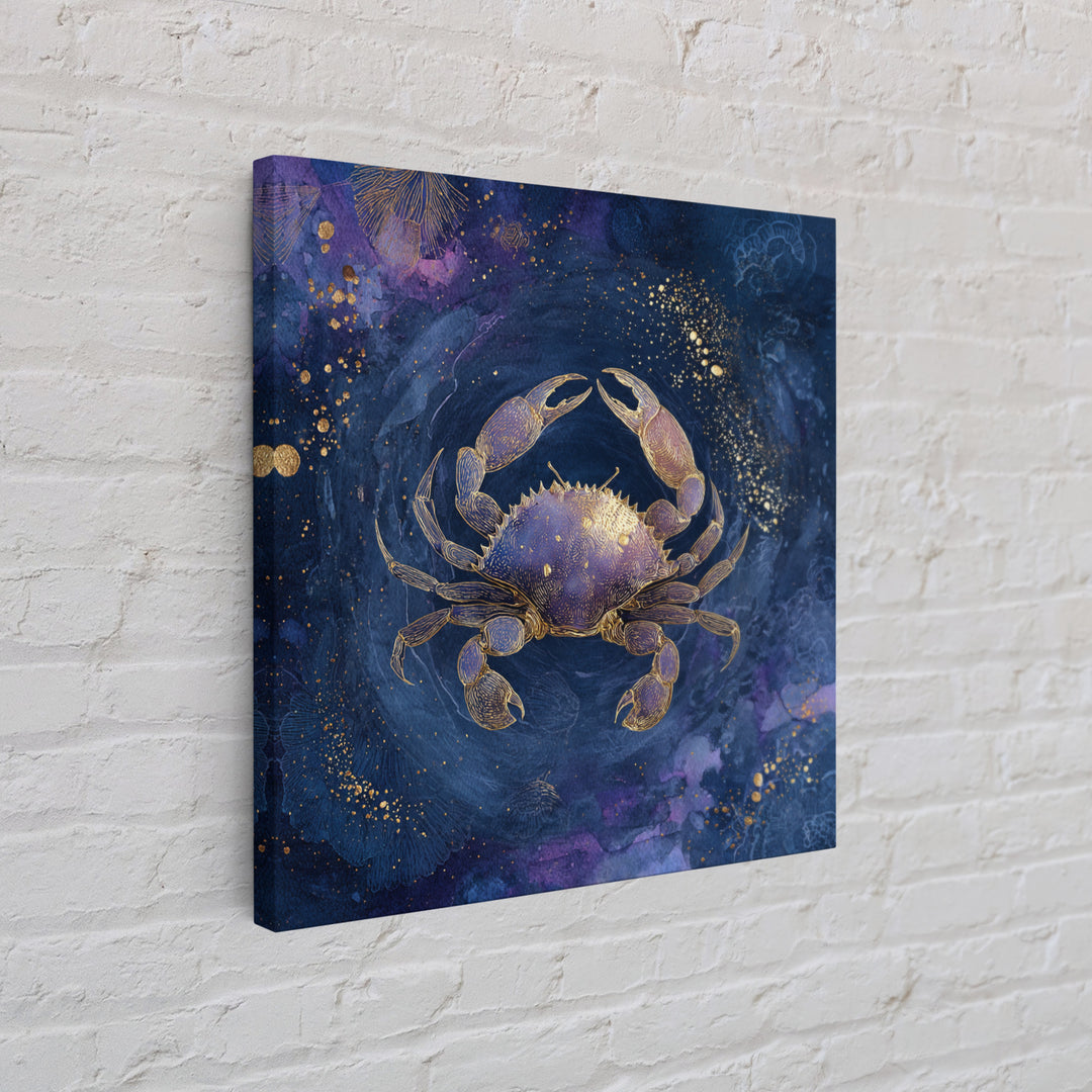 Celestial Crab under Glowing Ocean Moonlight Canvas Print, Astrology Art, Minimalist Decor, Living Room Decor, Zodiac, AST-1x1-88