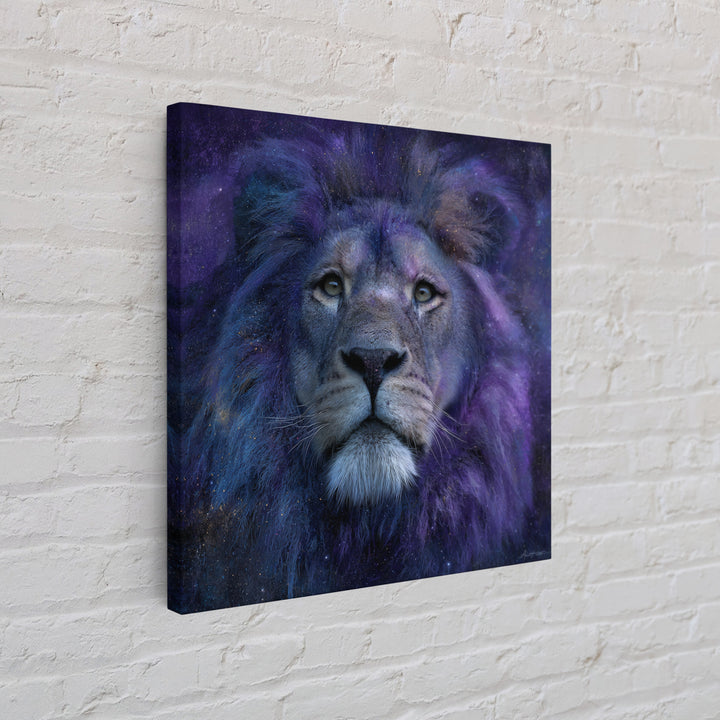 Celestial Lion Portrait Formed from Star Patterns Canvas Print, Astrology Art, Textured Painting, Living Room Decor, Zodiac, AST-1x1-98
