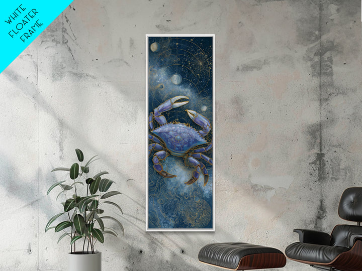 Celestial Crab under Glowing Ocean Moonlight Canvas Print, Astrology Art, Minimalist Decor, Living Room Decor, Zodiac, AST-1x3-4