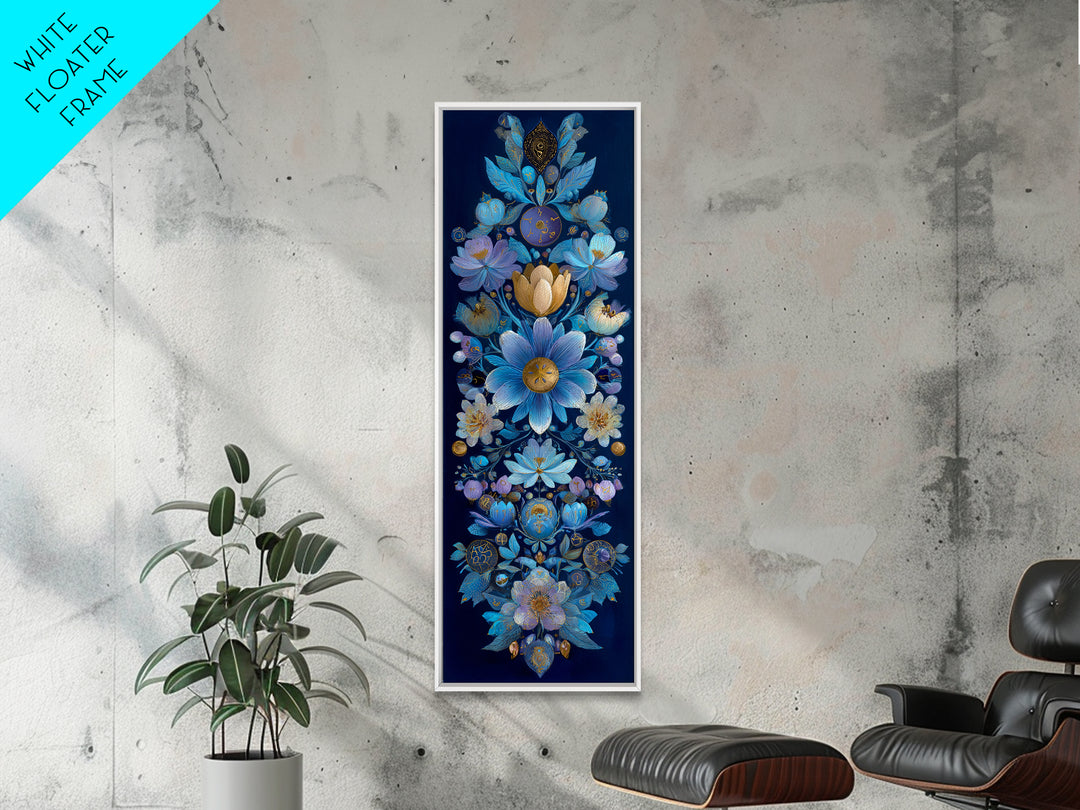 Astrological Botanical Wreath Framed Canvas Print, Astrology Art, Astronomy Art, Living Room Decor, Watercolor Art, Zodiac, AST-1x3-47