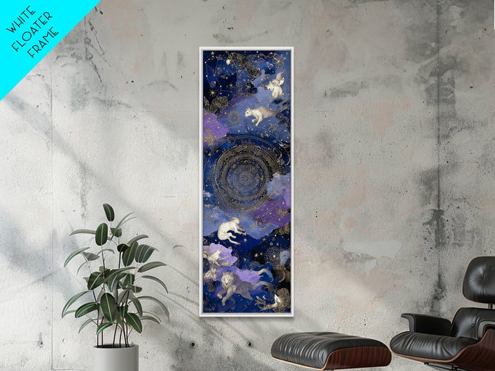Twelve Zodiac Animals Arranged Framed Canvas Print, Astrology Art, Psychedelic Art, Living Room Decor, Fine Art, Zodiac, AST-1x3-64