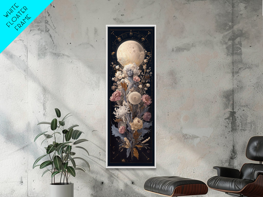 Astrological Botanical Wreath Framed Canvas Print, Astrology Art, Gallery Decor, Living Room Decor, Fine Art, Zodiac, AST-1x3-71
