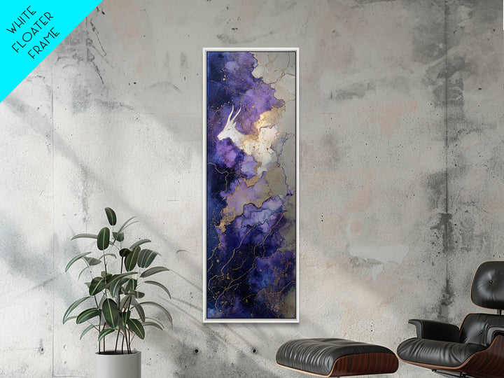 Capricorn Sea Goat Emerging from Cosmic Waves Framed Canvas Print, Astrology Art, Astronomy Print, Living Room Decor, Zodiac, AST-1x3-79