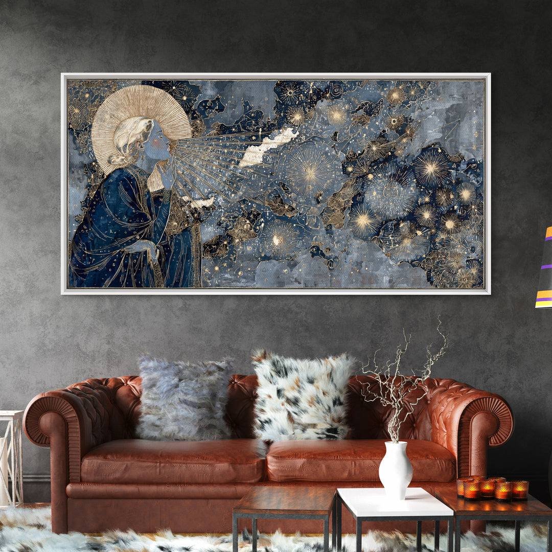 Art Nouveau Zodiac Woman Framed Canvas Print, Astrology Art, Fine Art Print, Living Room Decor, Fine Art, Zodiac, Digital Art, AST-2x1-20